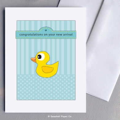 New Baby Boy Duck Card - seashell-paper-co