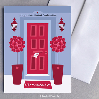 French Love Valentine's Day Front Door Card - seashell-paper-co