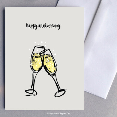 Anniversary Champagne Glasses Card Wholesale (Package of 6)