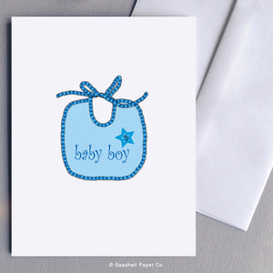 New Baby Boy Bib Card - seashell-paper-co