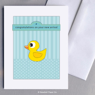 New Baby Boy Duck Card Wholesale (Package of 6) - seashell-paper-co