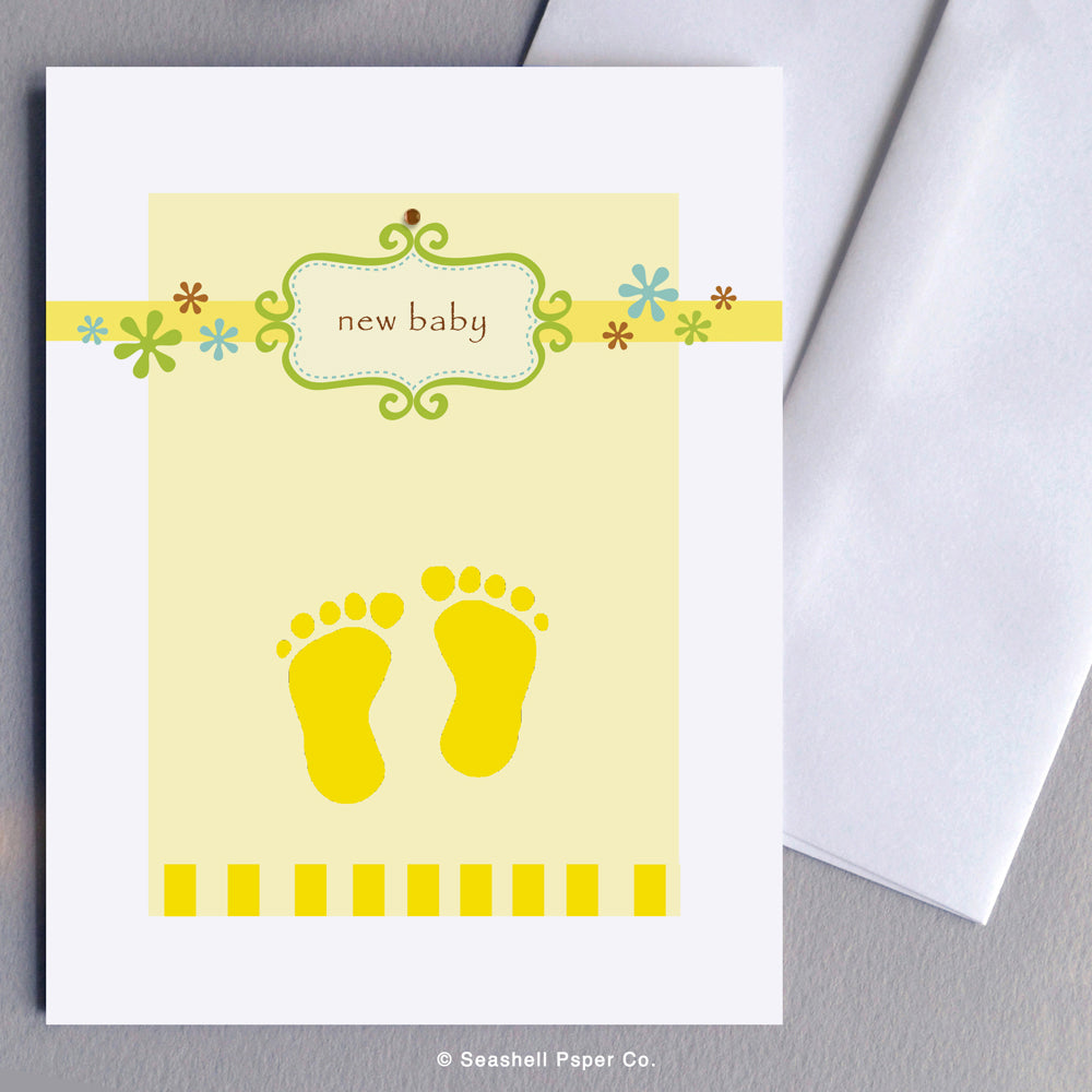 New Baby Footprints Card - seashell-paper-co