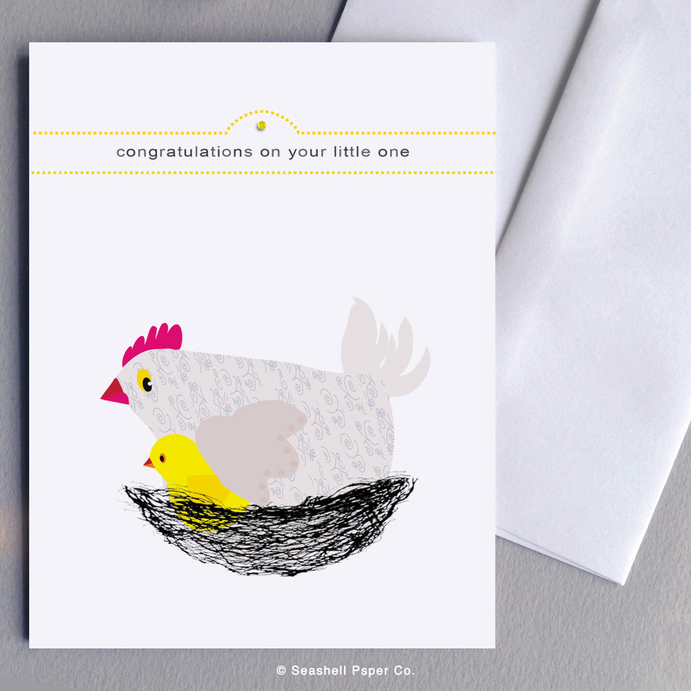 New Baby Hen and Chick Card - seashell-paper-co