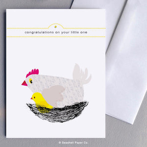 New Baby Hen and Chicken Card Wholesale (Package of 6) - seashell-paper-co