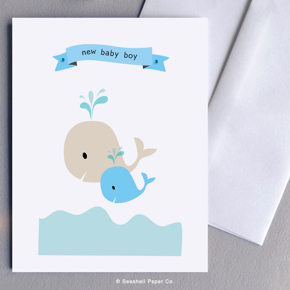 New Baby Boy Whale Card - seashell-paper-co