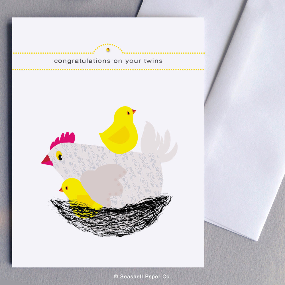 New Baby Twins Card - seashell-paper-co