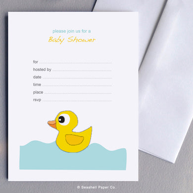 New Baby Duck Invitation (6 cards and 6 envelopes) - seashell-paper-co