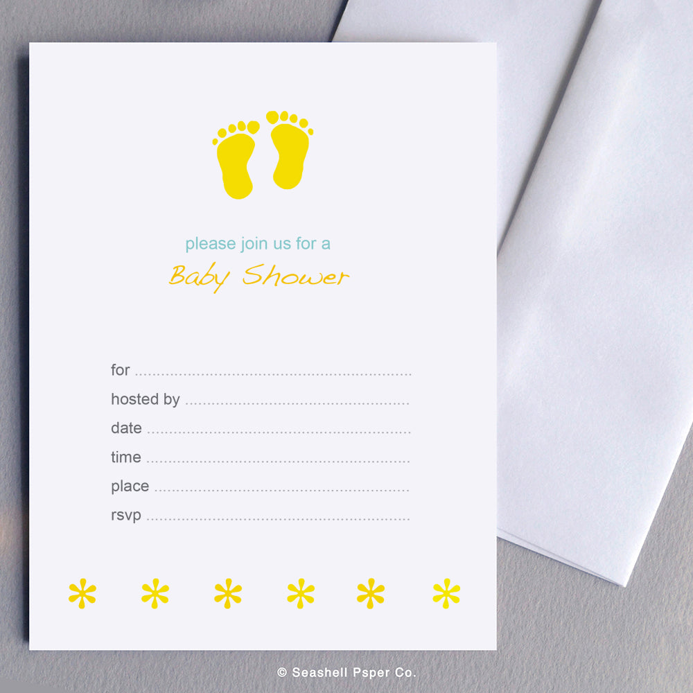 New Baby Shower Invitation (6 cards and 6 envelopes) - seashell-paper-co