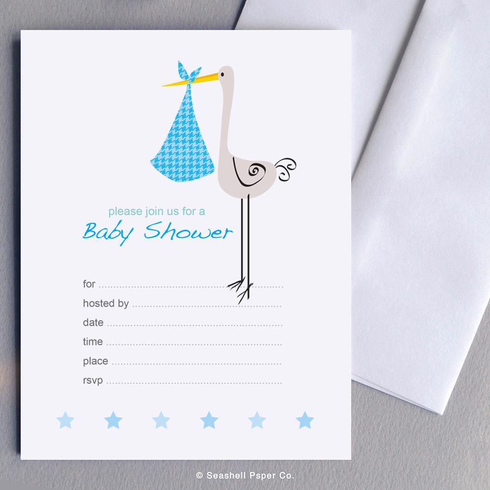 New Baby boy shower invitations Wholesale (4 Packages, 24 cards & 24 envelopes) - seashell-paper-co