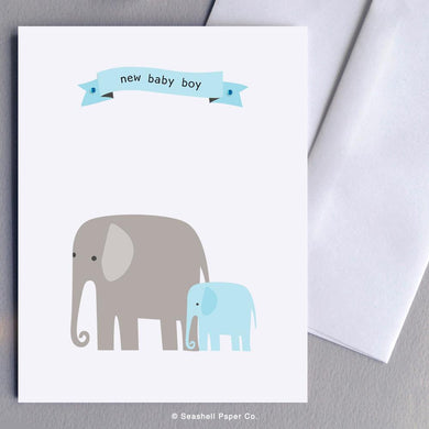 New Baby Boy Elephant Card Wholesale (Package of 6) - seashell-paper-co