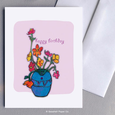 Birthday Vase With Flowers Card Wholesale (Package of 6) - seashell-paper-co