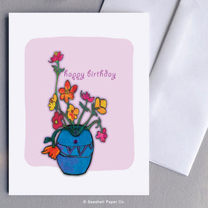 Birthday Vase With Flowers Card - seashell-paper-co