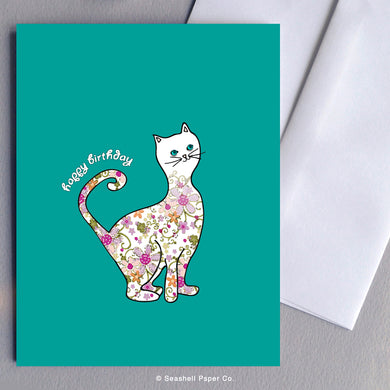 Birthday Pussy Cat Card - seashell-paper-co