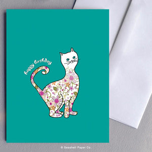 Birthday Pussy Cat Card Wholesale (Package of 6) - seashell-paper-co