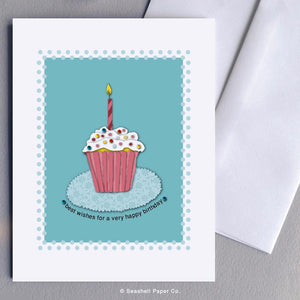 Birthday Cupcake Card Wholesale (Package of 6) - seashell-paper-co