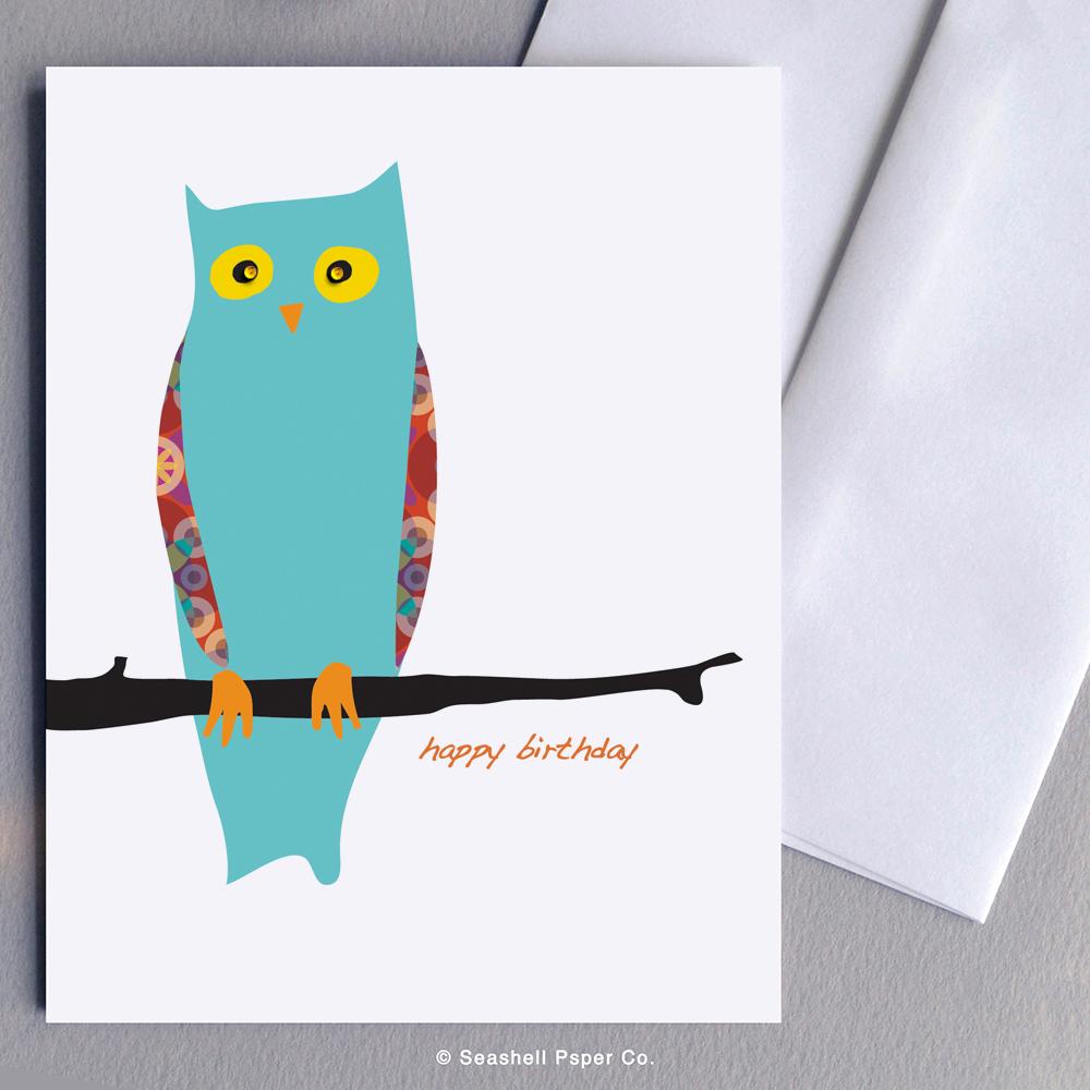 Birthday Owl Card Wholesale (Package of 6) - seashell-paper-co
