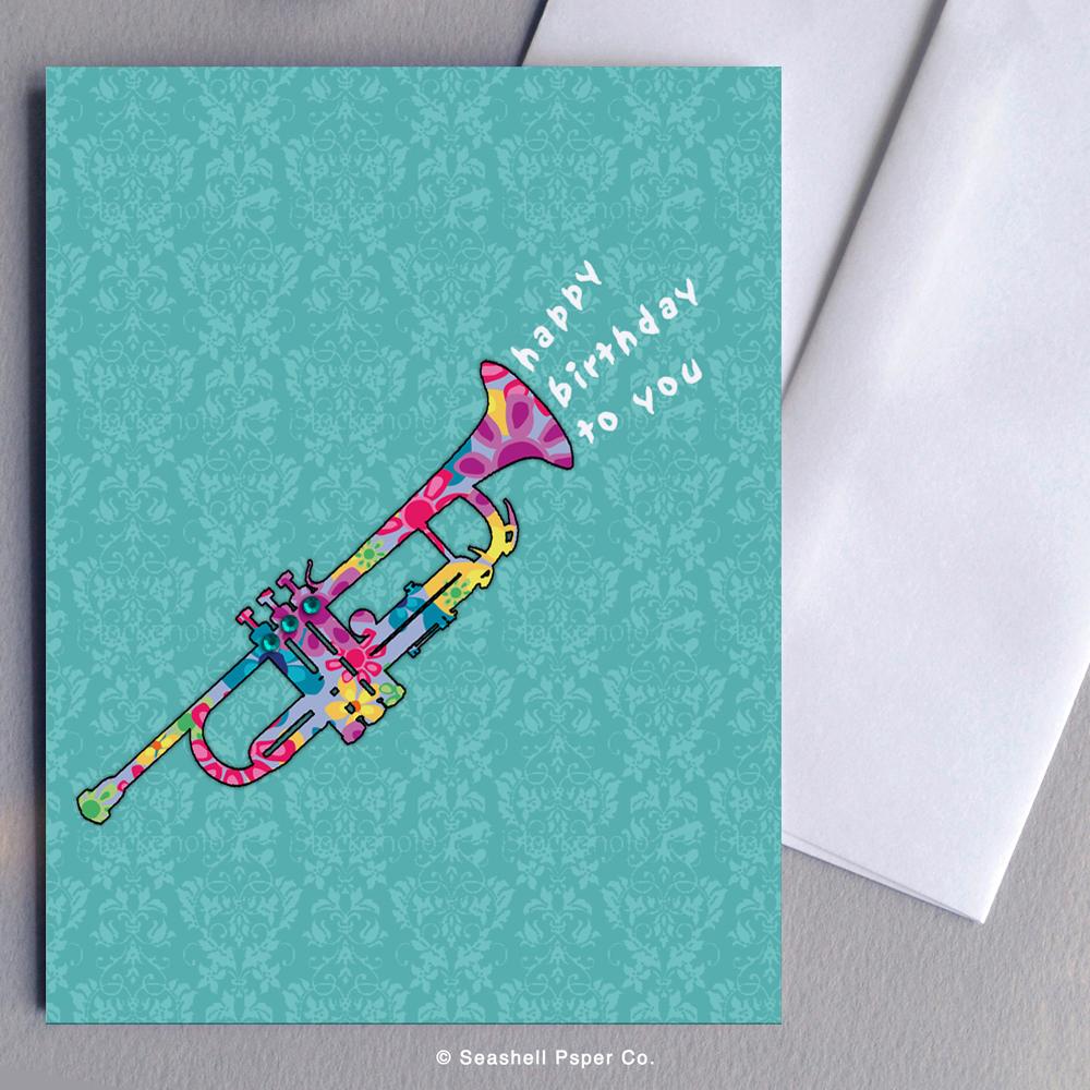 Birthday Trumpet Card Wholesale (Package of 6) - seashell-paper-co