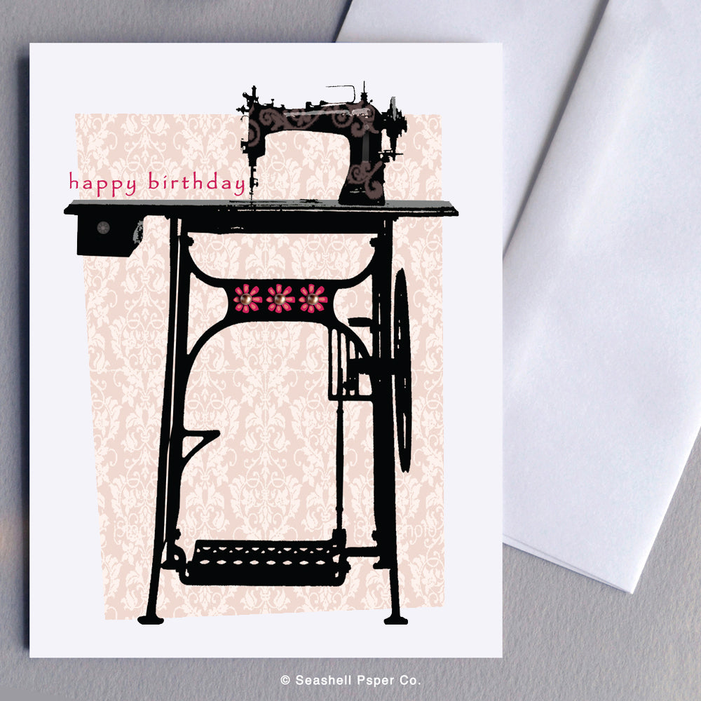 Birthday Vintage Sewing Machine Card - seashell-paper-co