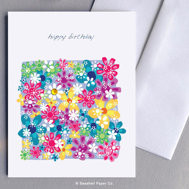 Birthday Floral Card Wholesale (Package of 6) - seashell-paper-co