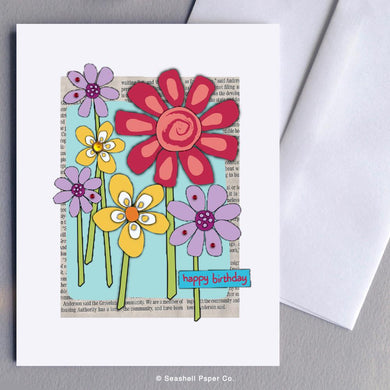 Birthday Floral Card Wholesale (Package of 6) - seashell-paper-co