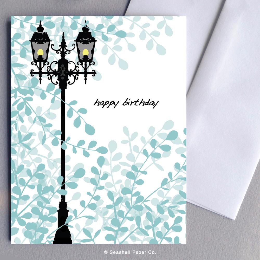 Birthday Vintage Lamp Post Card Wholesale (Package of 6) - seashell-paper-co