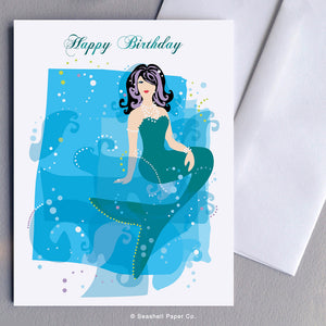 Birthday Mermaid Card - seashell-paper-co