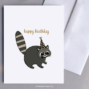 Birthday Raccoon Card Wholesale (Package of 6) - seashell-paper-co