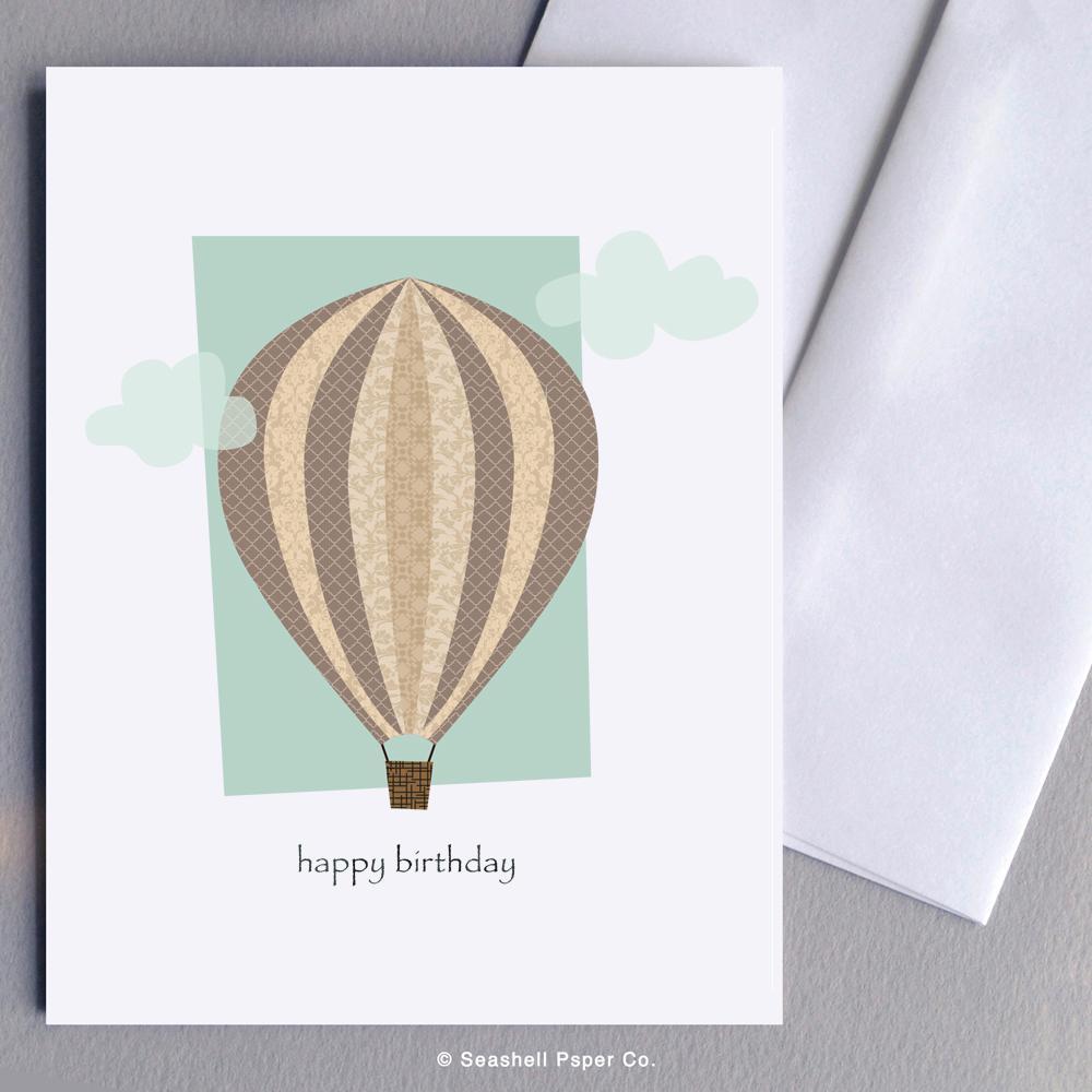 Birthday Hot Air Balloon Card Wholesale (Package of 6) - seashell-paper-co