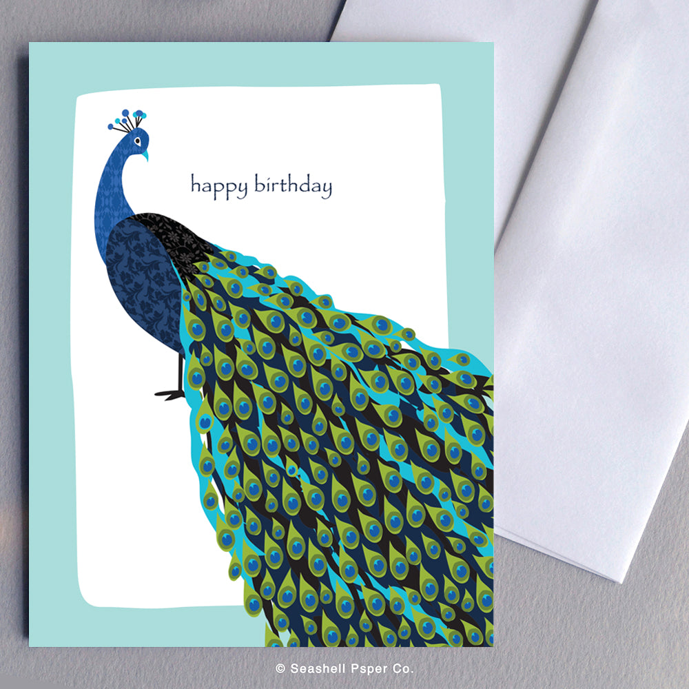 Birthday Peacock Card - seashell-paper-co