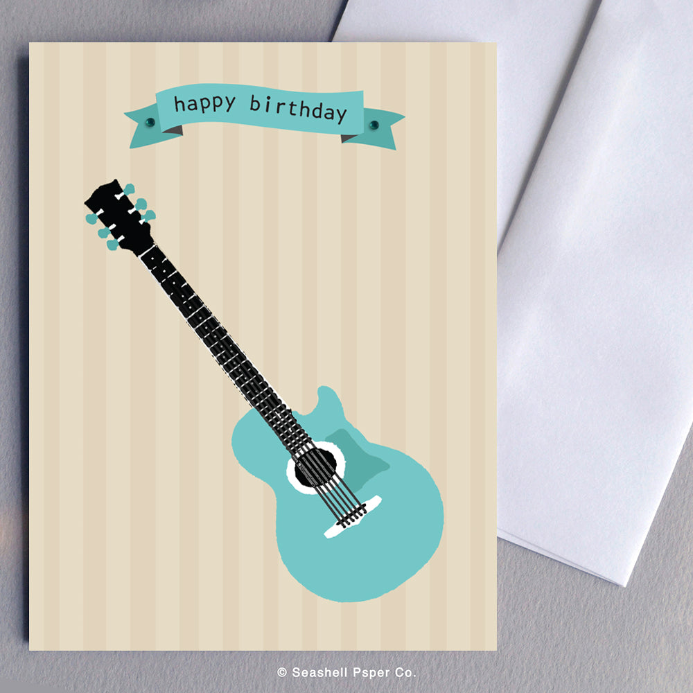 Birthday Guitar Card - seashell-paper-co
