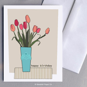 Birthday Tulips Card Wholesale (Package of 6) - seashell-paper-co