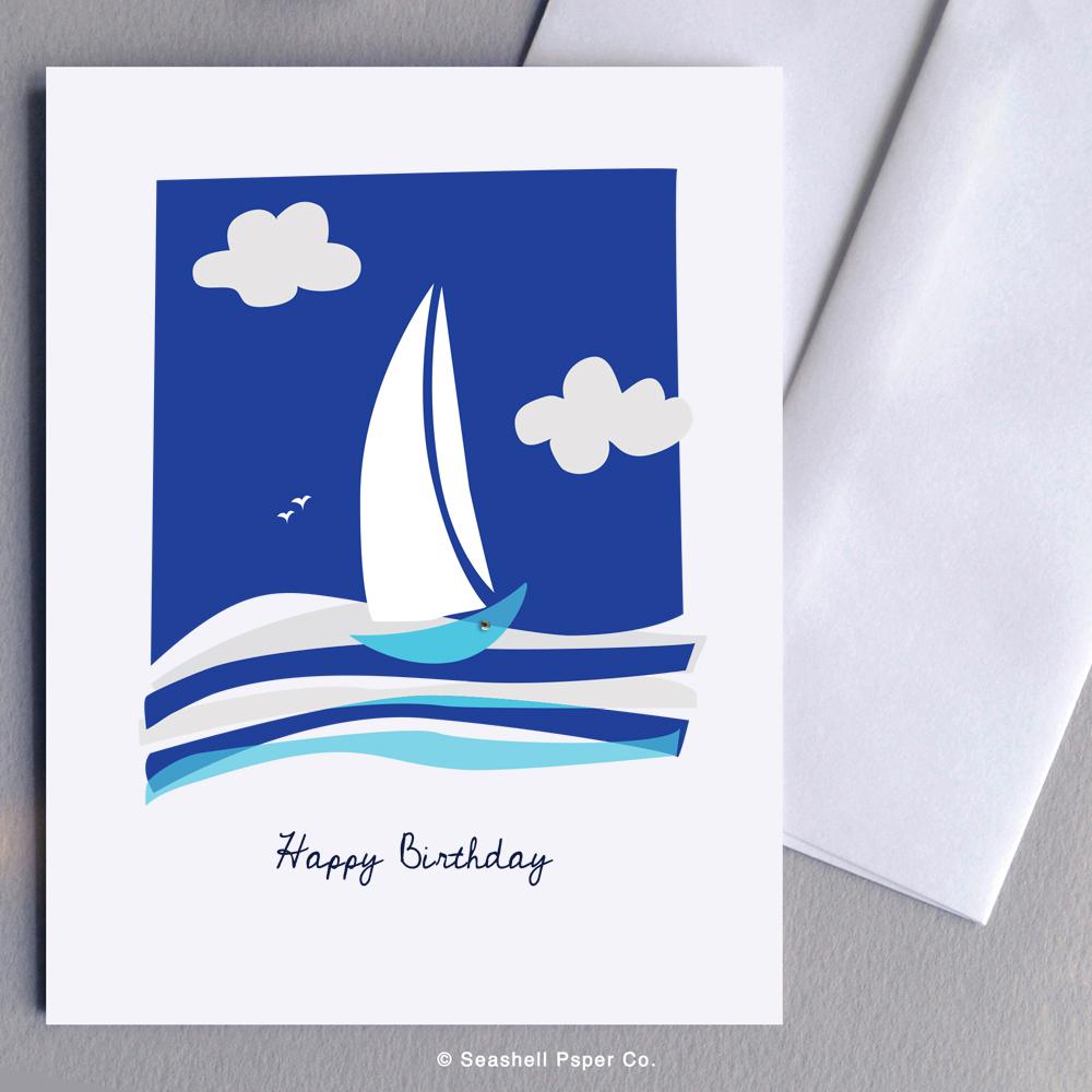 Birthday Boat Card Wholesale (Package of 6) - seashell-paper-co