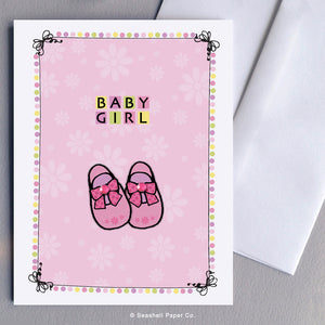 New Baby Girl Shoes Card - seashell-paper-co