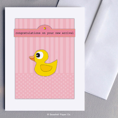 New Baby Girl Duck Card - seashell-paper-co