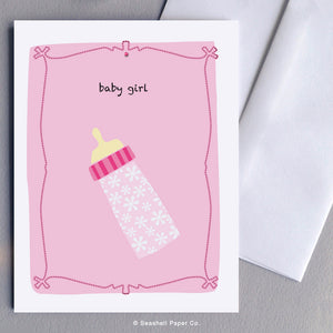 New Baby Girl Bottle Card - seashell-paper-co