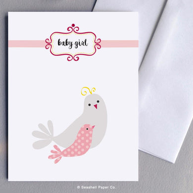 New Baby Girl Dove Card Wholesale (Package of 6) - seashell-paper-co