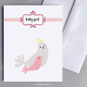 New Baby Girl Dove Card - seashell-paper-co