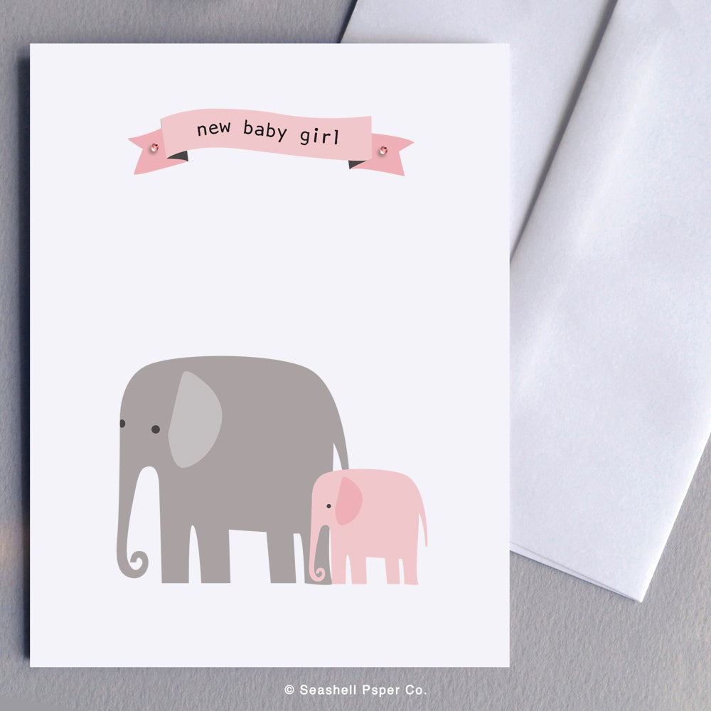 New Baby Girl Elephant - seashell-paper-co