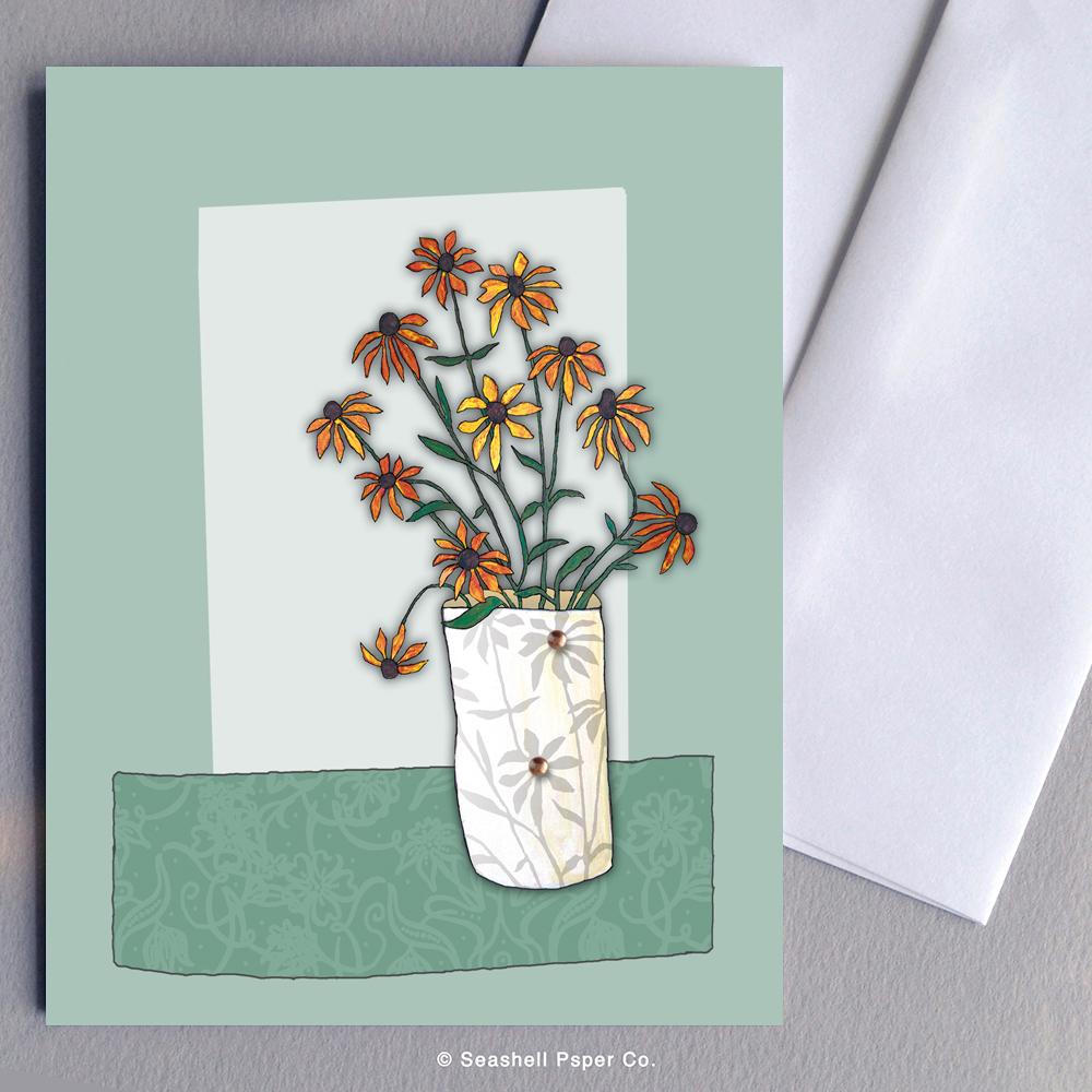 Blank Daisies Card Wholesale (Package of 6) - seashell-paper-co