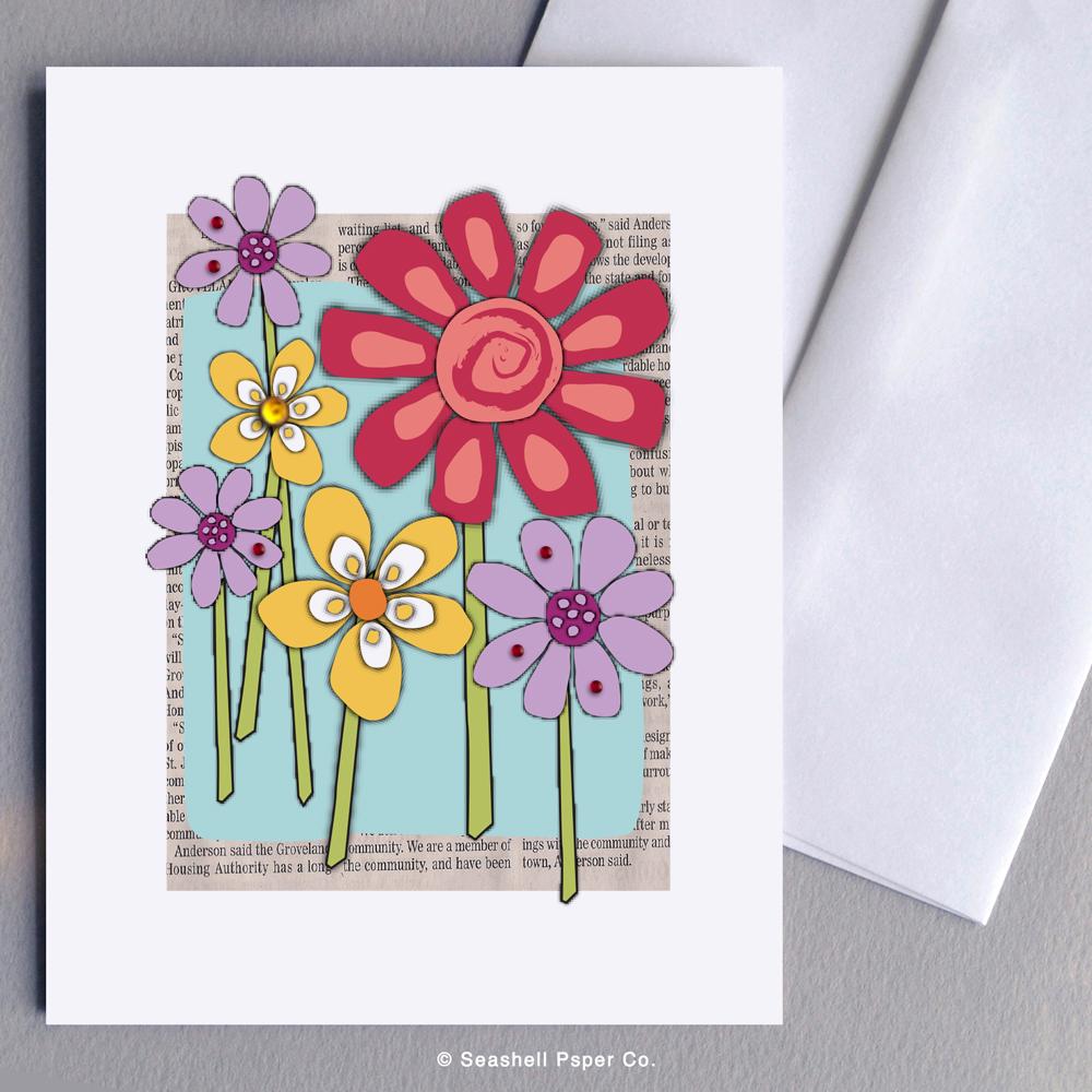 Blank Flowers Card Wholesale (Package of 6) - seashell-paper-co
