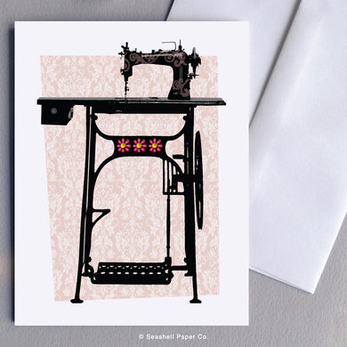 Blank Vintage Sewing Machine Card - seashell-paper-co