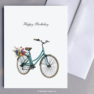 Copy of Birthday Retro Bicycle Card With Flowers (Package of 6)