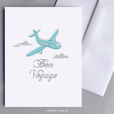 Bon Voyage Airplane Card - seashell-paper-co