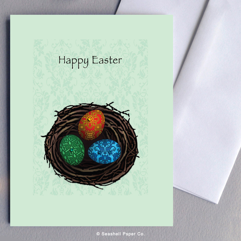 Easter Eggs & Nest Card - seashell-paper-co