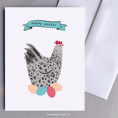 Easter Hen With Eggs Card Wholesale (Package of 6) - seashell-paper-co