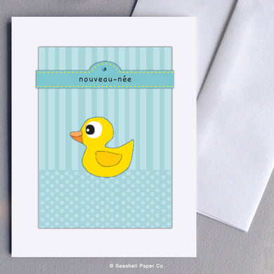 French New Baby Boy Duck Card - seashell-paper-co