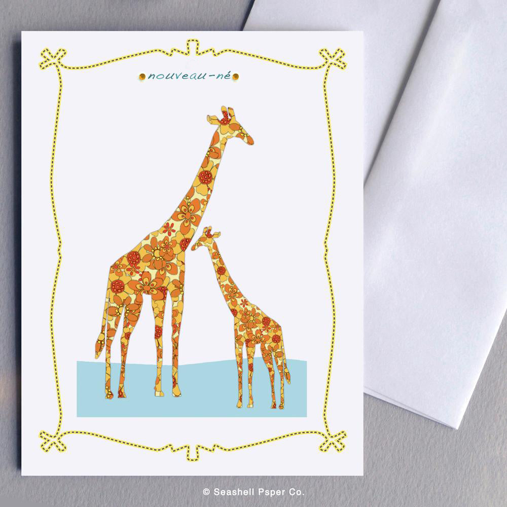 French New Baby Giraffe Card