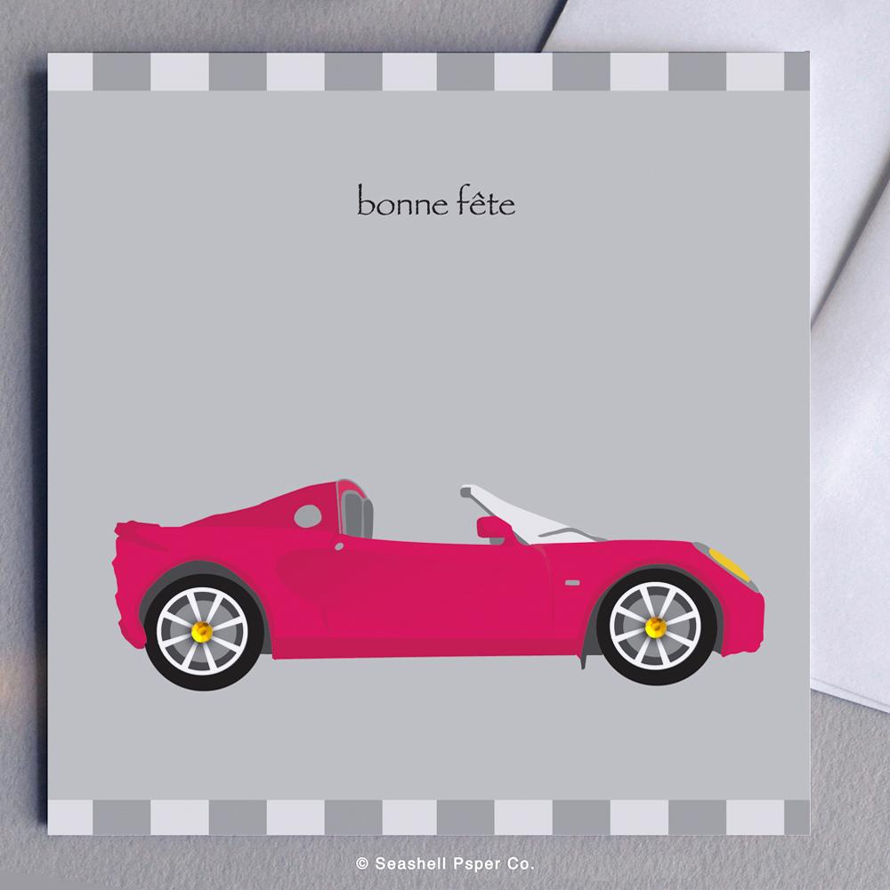 French Birthday Sport Car Card Wholesale (Package of 6) - seashell-paper-co