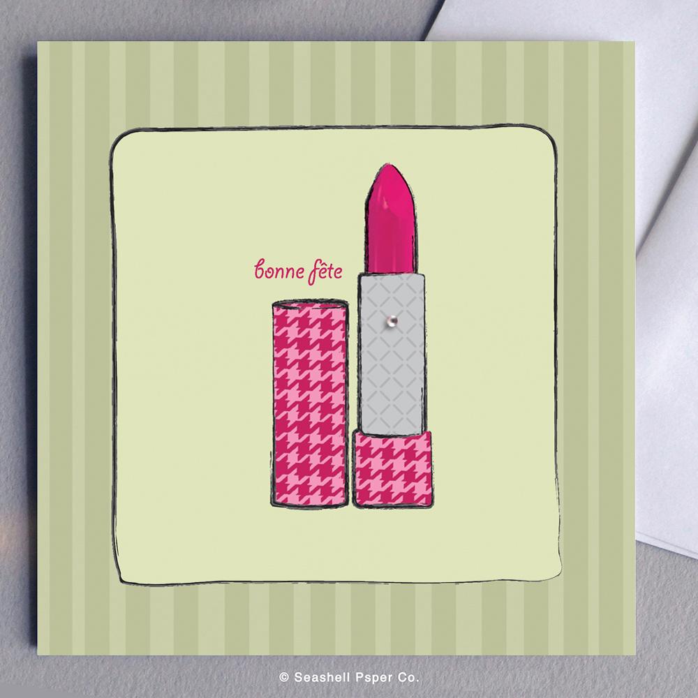 French Birthday Lipstick Card Wholesale (Package of 6) - seashell-paper-co