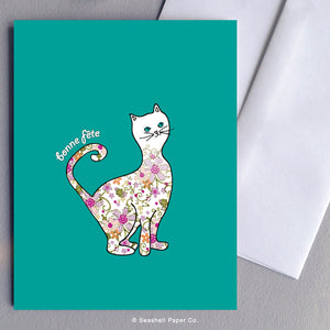 French Birthday Cat Card - seashell-paper-co